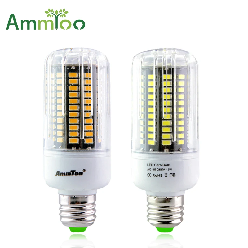 Светодиодная лампа AmmToo E27 AC85 265V SMD5736 светодиодная кукурузная 140 светодиодов 18 Вт