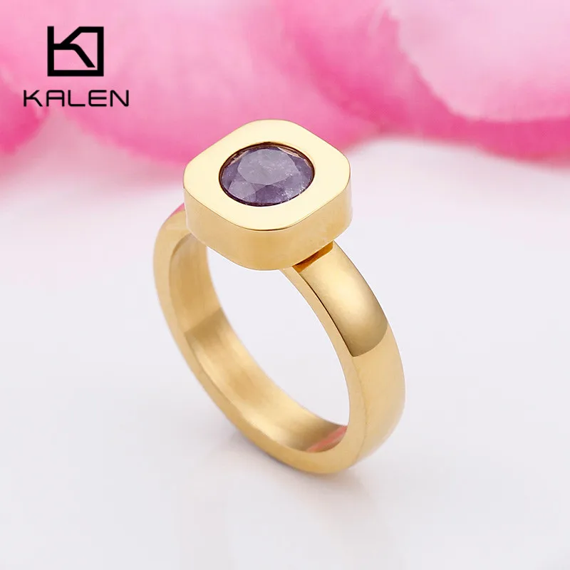 KR48046-K Недорогие кольца производства фирмы Kalen Tri-Цвет Нержавеющая сталь кольца для Для женщин Цвет Фул Mini Stone Перу кольца в богемном стиле обручальные кольца ювелирные изделия - Цвет основного камня: KR48046-K