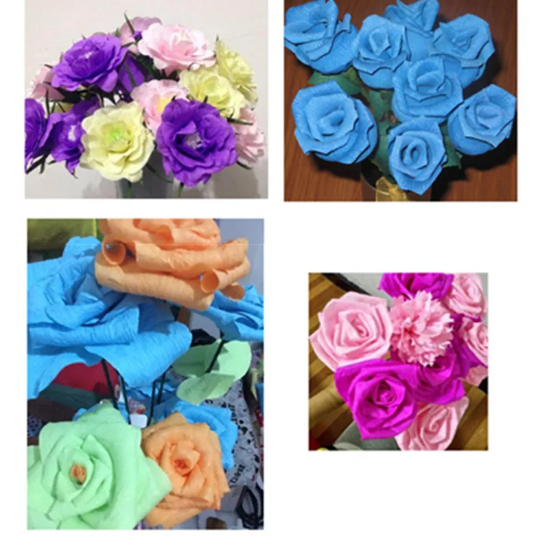 10pcs Mix High Quality Origami Crinkled Crepe Paper Craft DIY Flower Wrapping Fold Scrapbooking Gift Party Decoration Garland images - 6