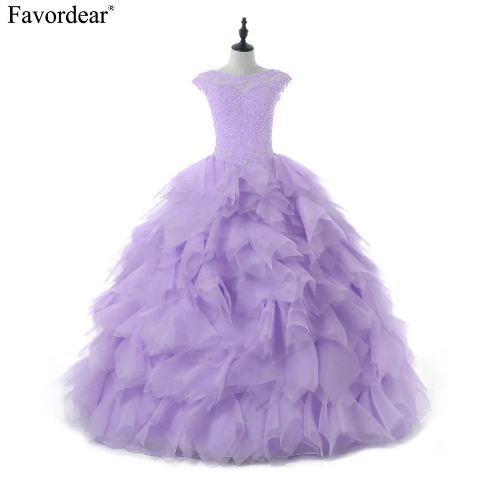 Favordear/бальное платье принцессы с рукавами крылышками праздничное Vestido De 15 Anos lace