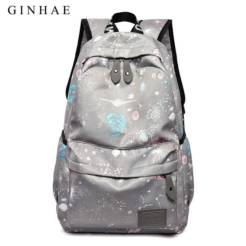 Женские Водонепроницаемые рюкзаки с принтом планеты школьный рюкзак для девочек