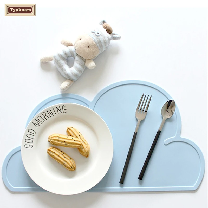 Мода облако силиконовые дети еда плиты мат завтрак разлили столовых чаша коврик