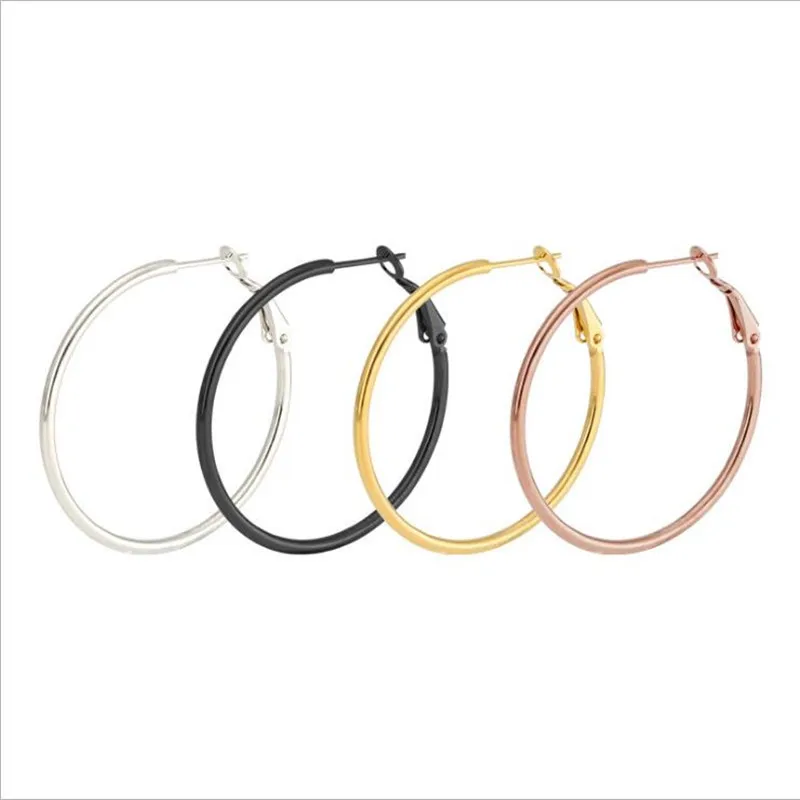 

Shi05 316 L Stainless Steel 30mm 70mm Round Shape Hoop Earrings Vacuum Plating No Easy Fade Allergy Free Many Size Color