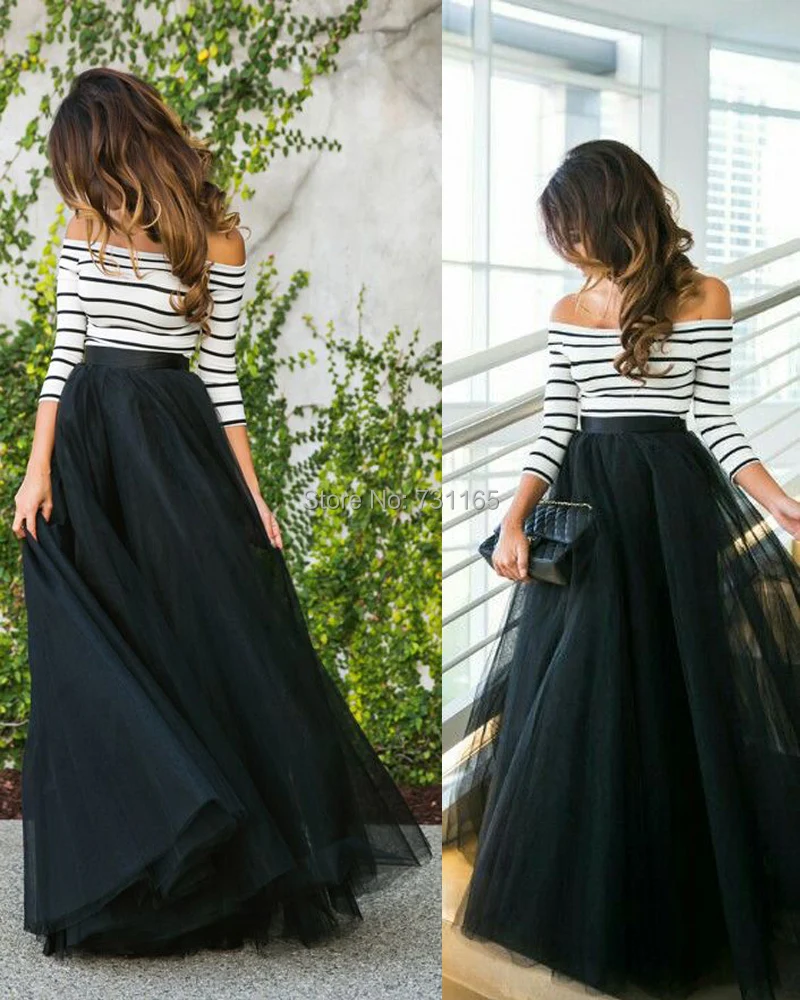 Женская юбка из фатина черная с высокой талией|faldas mujer|women tulle skirtfashion skirt |