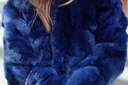 Dark Blue Детское пальто с мехом, куртка из натурального кроличьего меха, Детская куртка с капюшоном для девочек, шуба из кролика Рекс, верхняя одежда с мехом, пышная теплая куртка - Цвет: Dark Blue