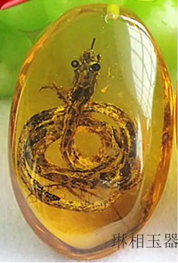 Подвеска в виде янтарного насекомого из Бирмы воск змеи стандартная подвеска