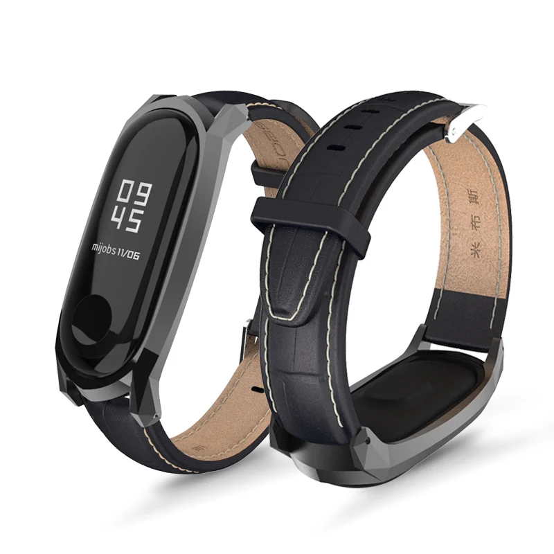 Ремешок из натуральной кожи для Xiaomi Mi Band 5 универсальный наручный смарт браслет