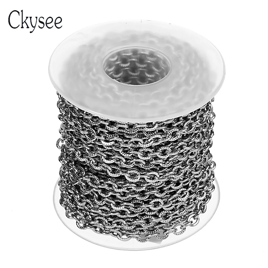 

Ckysee 10 ярдов/рулон 2,5/3/4 мм ширина нержавеющая сталь объемная цепь ожерелья для женщин мужчин тон Роло звено цепи Ювелирные изделия Подарки