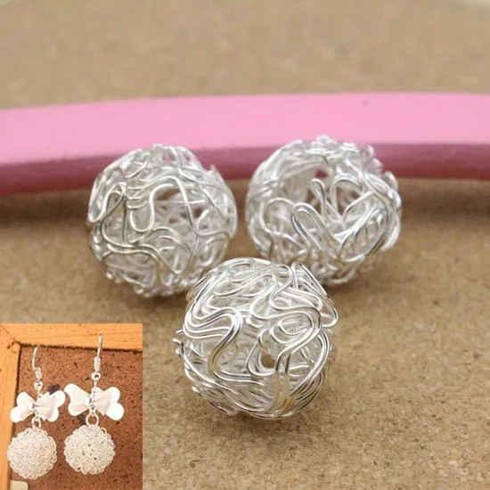 10 шт. Модные полые шарики серебристые золотистые висячие серьги бусины капли для