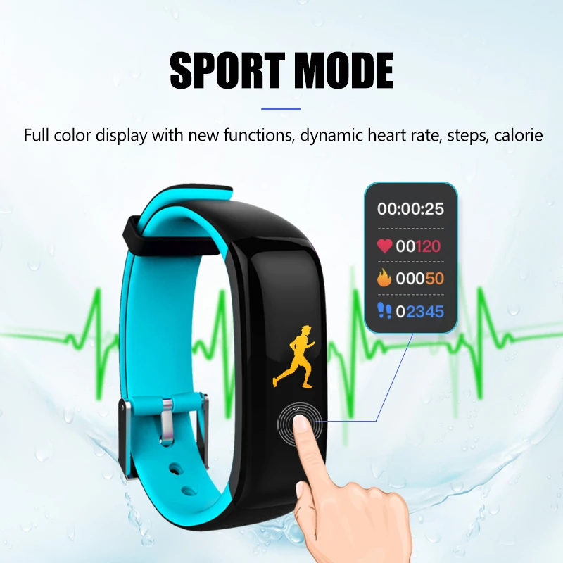 Smart Band P1 плюс Цвет Дисплей Фитнес браслет сердечного ритма трекер крови Давление
