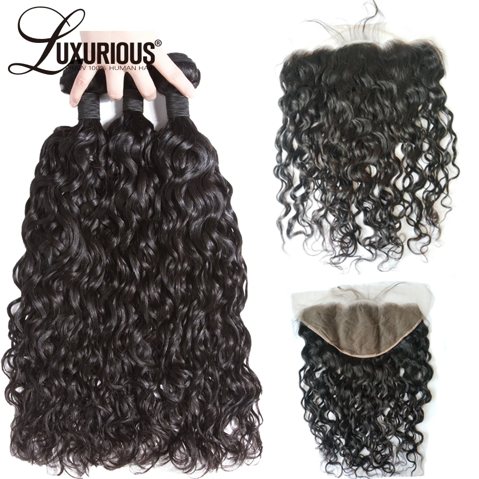 Натуральные волнистые человеческие пучки волос с закрытием 13*6 перуанские