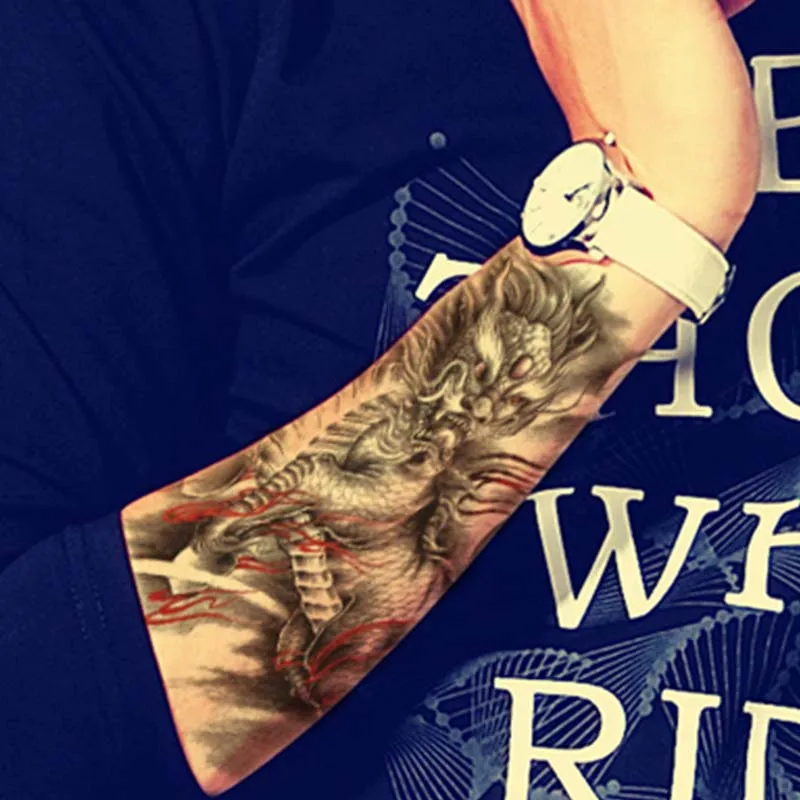 New Sexy Fashion Dragon Temporary Tattoos Metal Arm Large Tattoo Stickers Jewelry Flash Body Art Beauty Sticker | Красота и здоровье