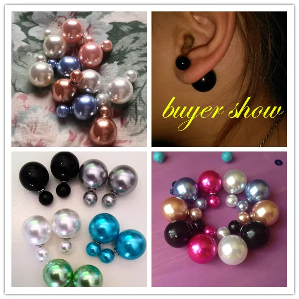 10 пара/лот красивые круглые серьги-гвоздики с двойными шариками женские милые