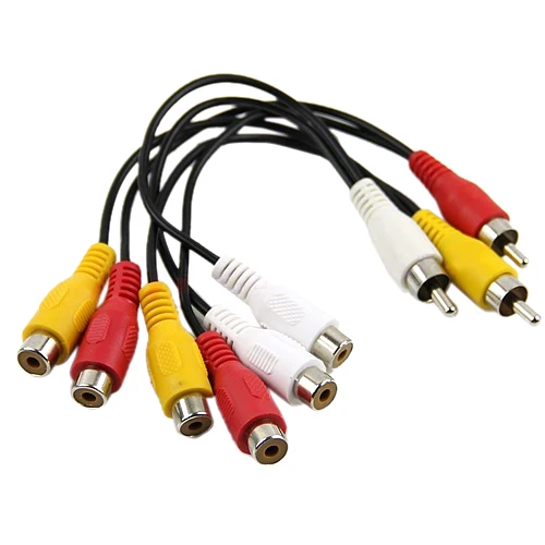 Новый 3 RCA Штекерный разъем на 6 гнездовой сплиттер Аудио Видео AV Кабель адаптер|3