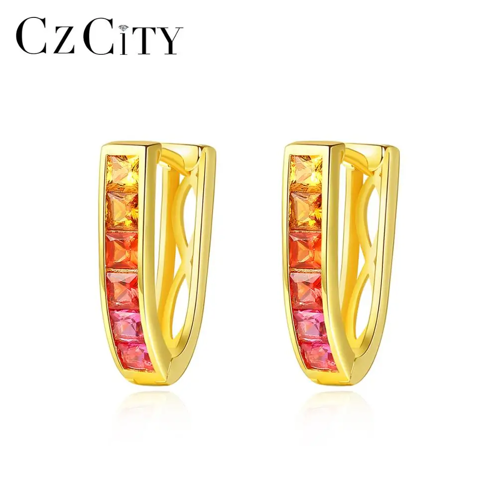 CZCITY круглый красочный Топаз Серьги кольца для женщин хорошее ювелирное изделие