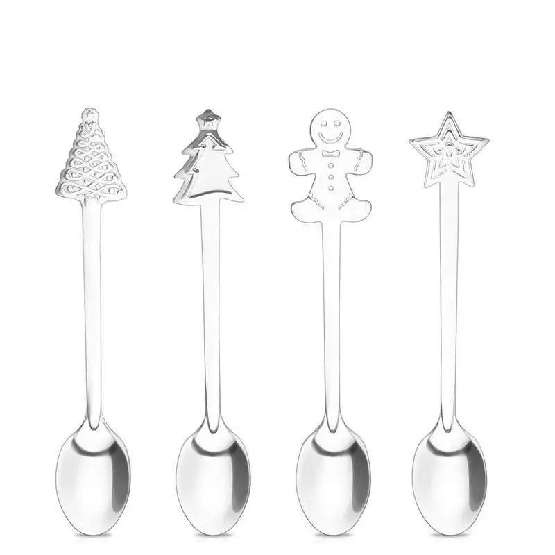 Christmas Style Coffee Spoons Stainless Steel Teaspoons For Drinking Cutlery Flatware Decoration Supplies A40 | Дом и сад