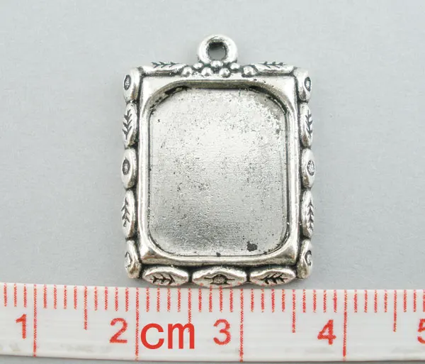 Подвески из цинкового металлического сплава прямоугольные Античные Серебристые