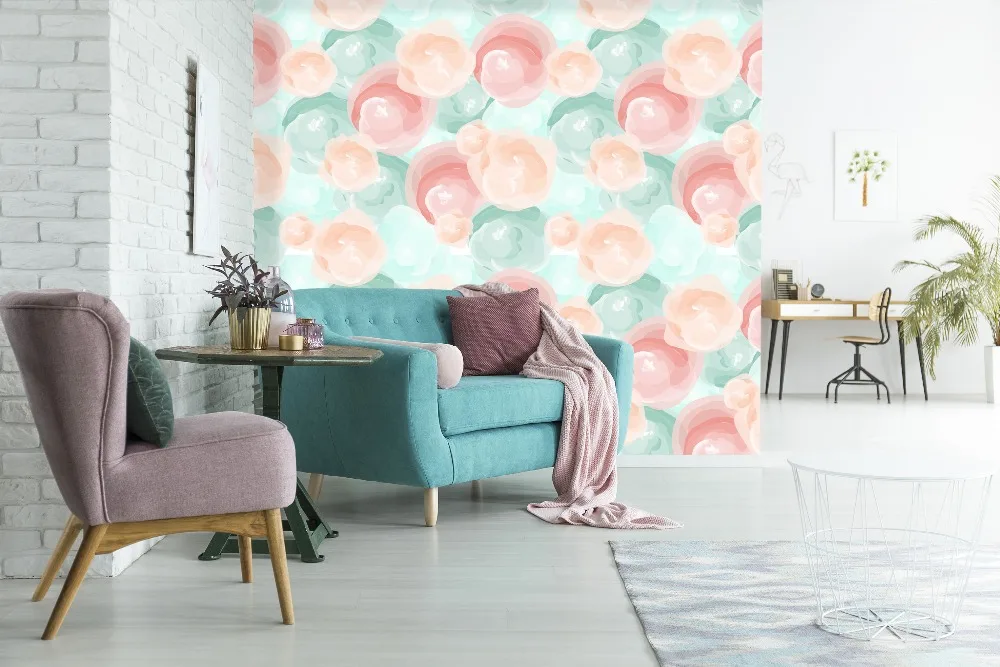 

[Self-Adhesive] 3D Watercolor Graffiti Rose Flower 323 Wall Paper mural Wall Print Decal Wall Murals