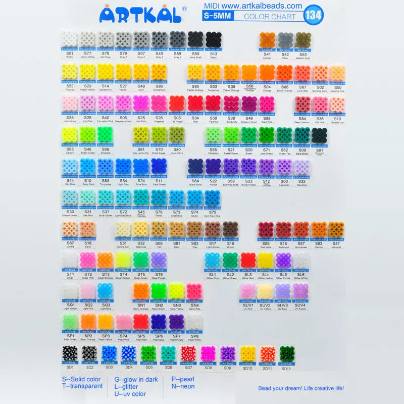 Midi бисер artkal 15 видов цветов Коробка Набор сделай сам пластиковые бусины Perler