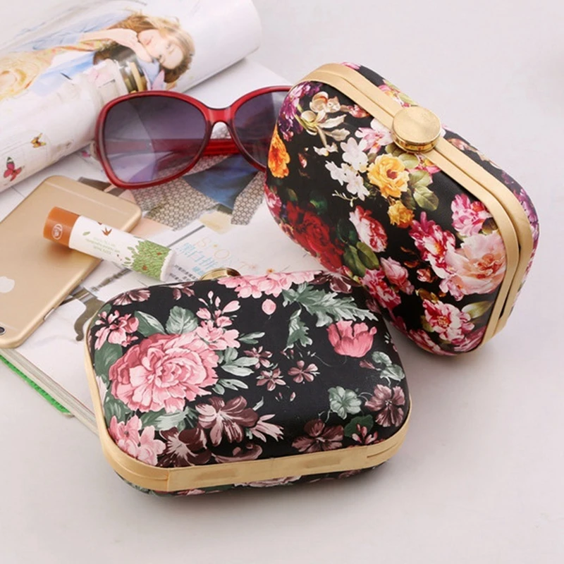 BERNO Fly/Брендовая женская вечерняя сумочка с цветочным принтом золотистого цвета