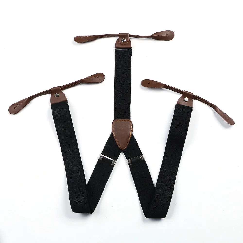 Подтяжки в стиле унисекс регулируемые планшетоны стандартные однотонные черные