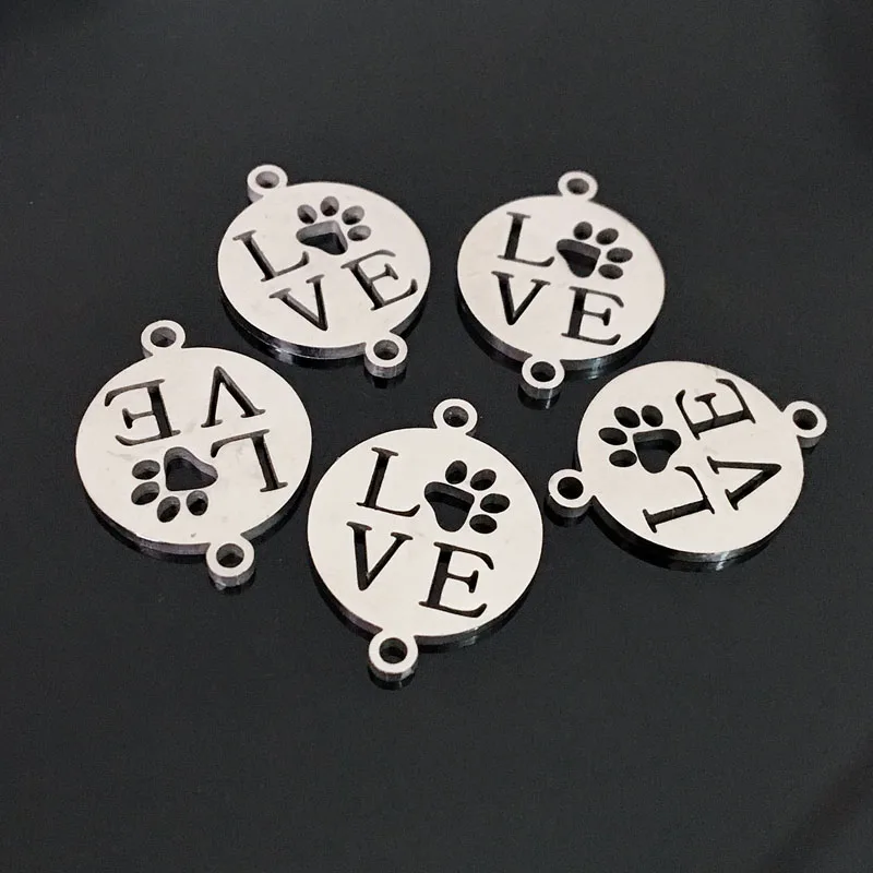 love print 10 шт. карта мира, подвеска из нержавеющей стали с двумя отверстиями, браслет желаний, ожерелье - Окраска металла: love print