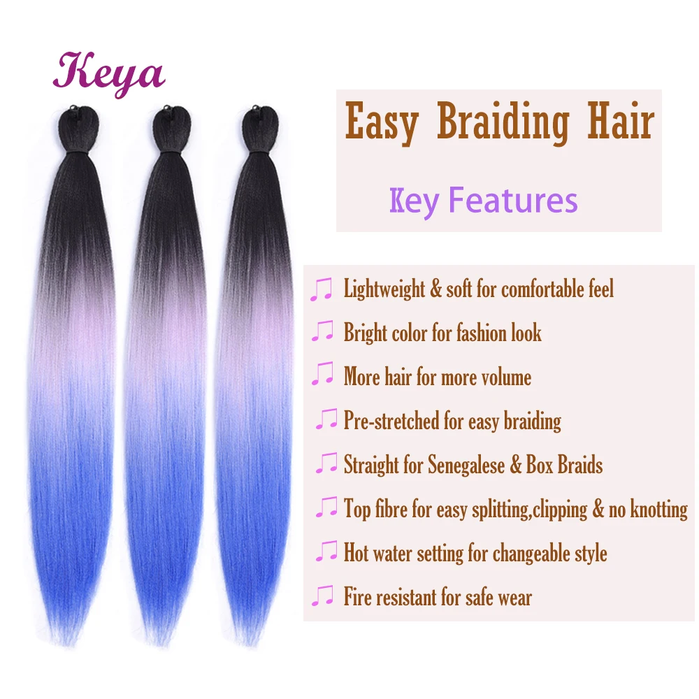 Keya Easy Jumbo предварительно растянутые косы EZ Braid натуральные слои Омбре крючком 24