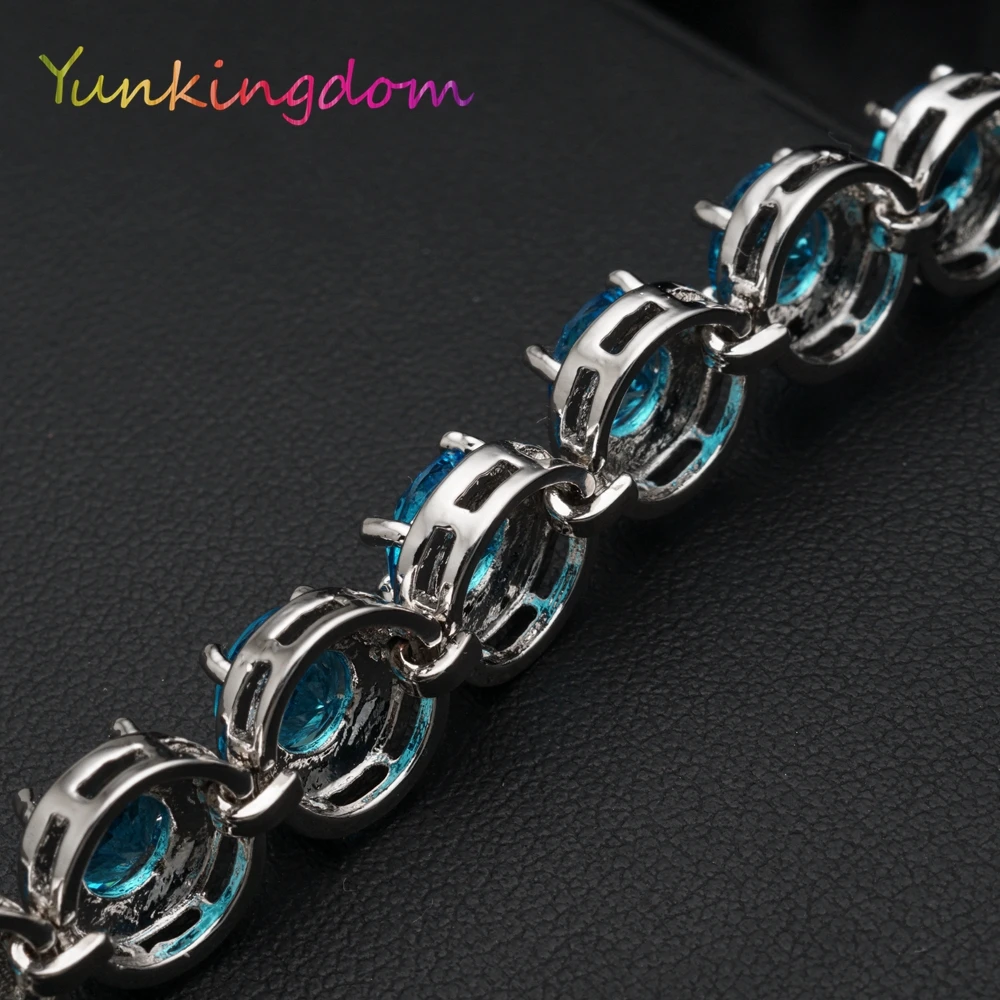 Классические круглые синие браслеты с кубическим цирконием женские праздничные