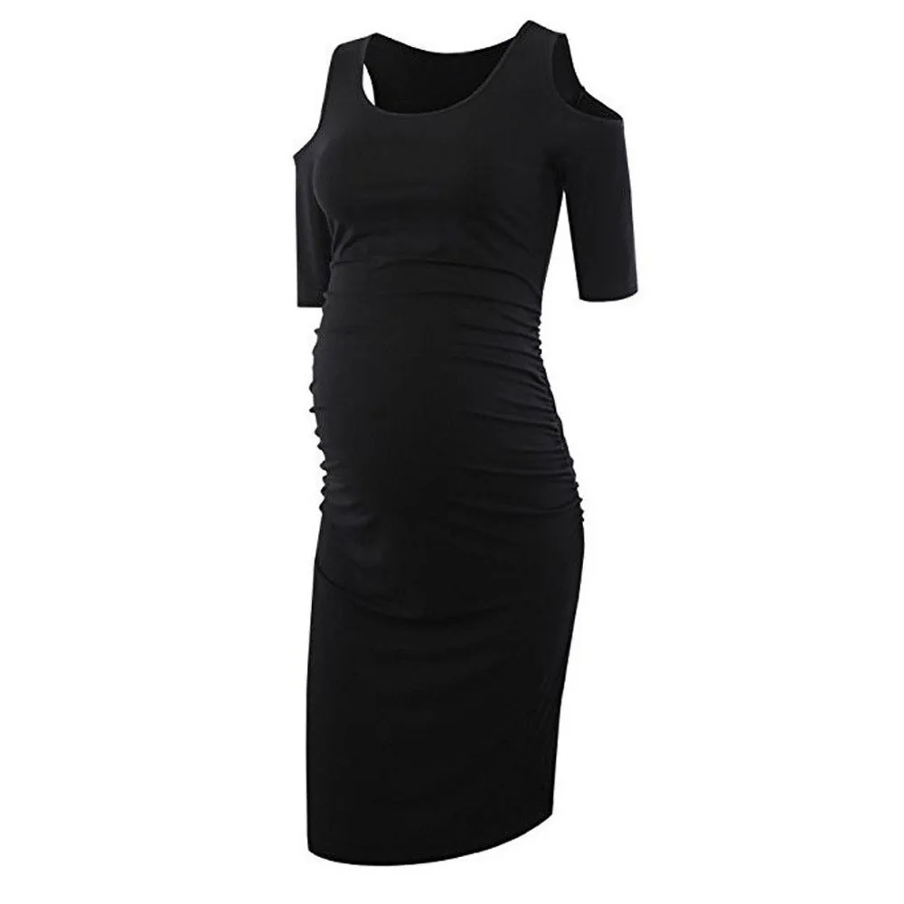 Платья для беременных женщин с открытыми плечами облегающее платье фотосъемки