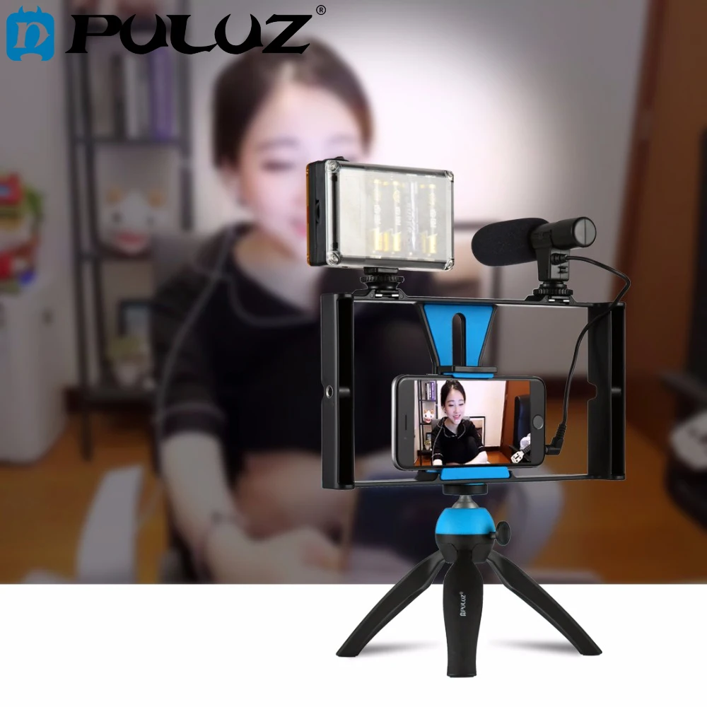 

PULUZ Dual Handheld Filmmaking Recording Vlogging Video Rig Case Stabilizer Film Steady Handle Grip Rig for iPhone ,Smartphones