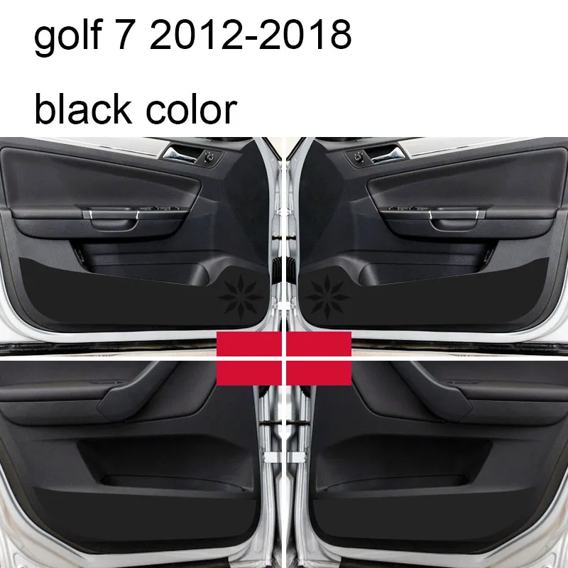 black golf 7 1 Lsrtw2017 волоконная кожа двери автомобиля анти-удар коврик для volkswagen jetta mk6 Sagitar, GOLF mk7 mk6 - Название цвета: black golf 7 1