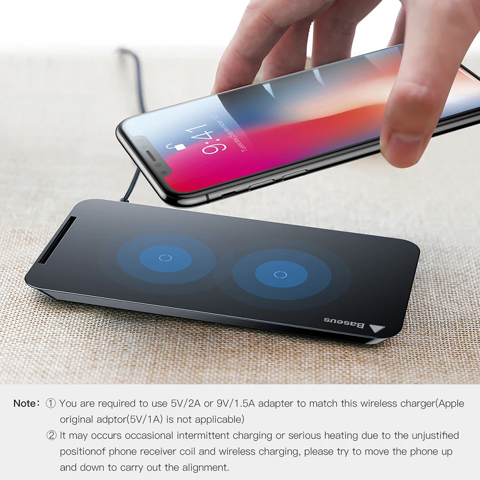 BASEUS 10 Вт Быстрый Беспроводной Зарядное устройство для iPhone X 8 Samsung S8 S9 S9+ Примечание 8 быстро QI Беспроводной безопасной зарядки рабочего Подставка для зарядки
