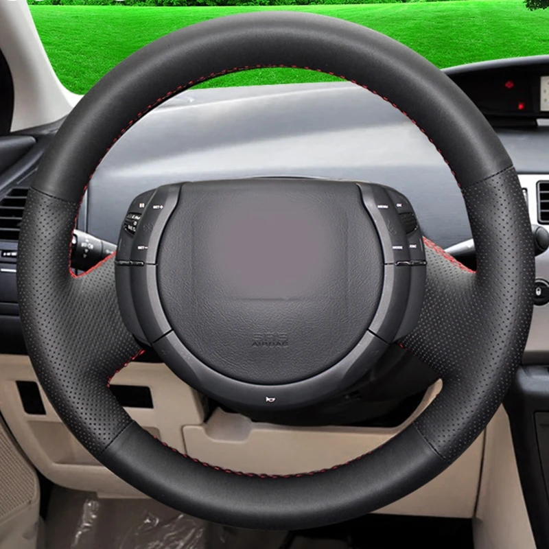 Сшитая вручную черная Обложка из искусственной кожи для руля фотообложка Citroen