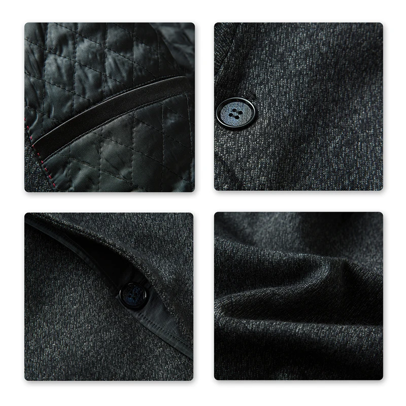 YUNCLOS элегантное мужское шерстяное пальто Зимняя шерстяная длинная куртка