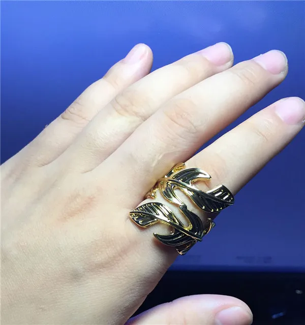 Женское кольцо на указательный палец с перьями 2 года гарантии|ring gold|gold colorgold gold |