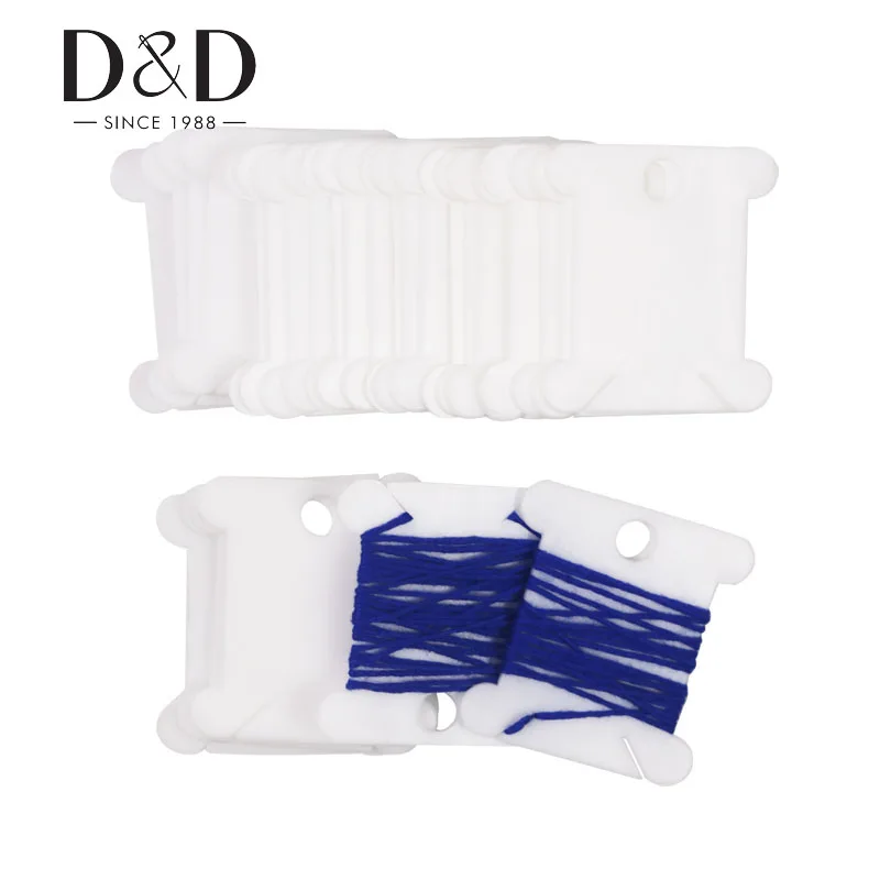 

D&D 30pcs Plastic Thread Bobbins Thread Card Spool for Storage Holder Cross Stitch Embroidery Floss DIY Sewing Tools