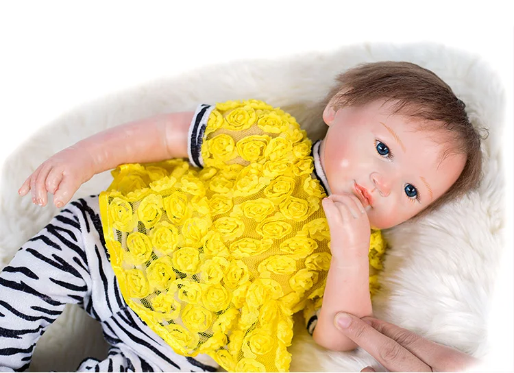 46 см маленькая девочка Bebe Reborn силиконовая укорененная изгиб мохеровая Кукла и