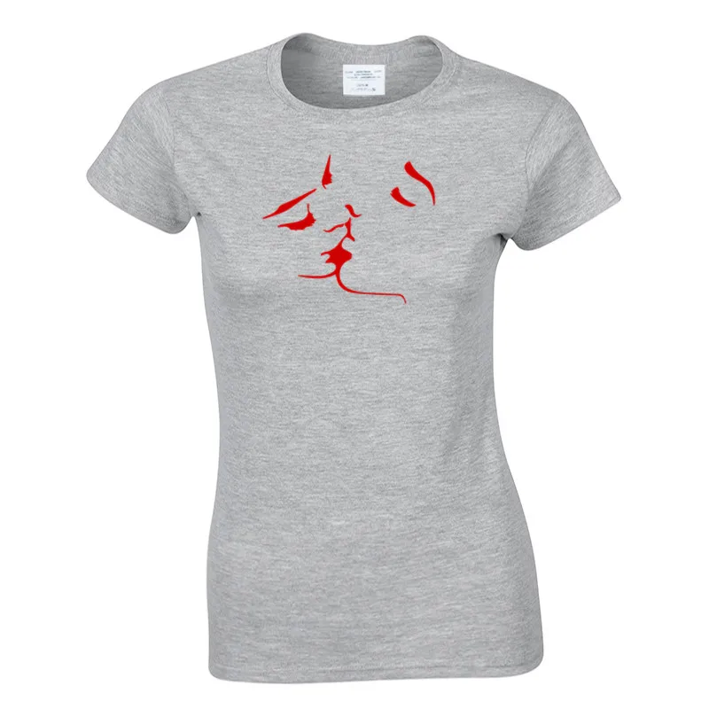 

Girls Kissing Summer New T-shirts For Women Classic Solid Color T Shirt Woman O-neck Cotton Female T-shirt