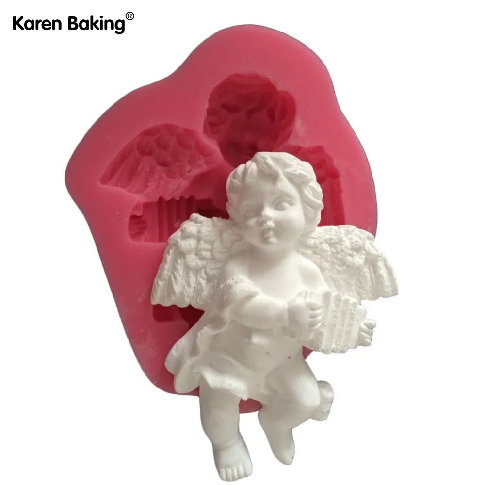 Милый Angel Boy с электронной формой органа 3D силиконовая форма для торта Fondant