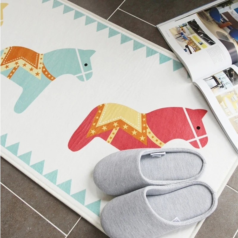 Prezzo 50x80 + 50x120 Cm/set Cartoon Horse Mat Cucina Casa Coreana Ingresso/corridoio Zerbino Anti-slip Bagno Carpet Armadio/balcone Tappeto