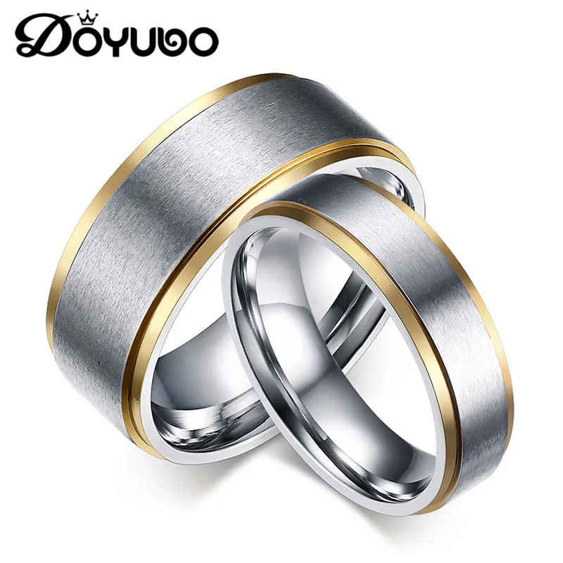 Кольца DOYUBO DF030 из титановой стали для влюбленных простые Стильные на палец с