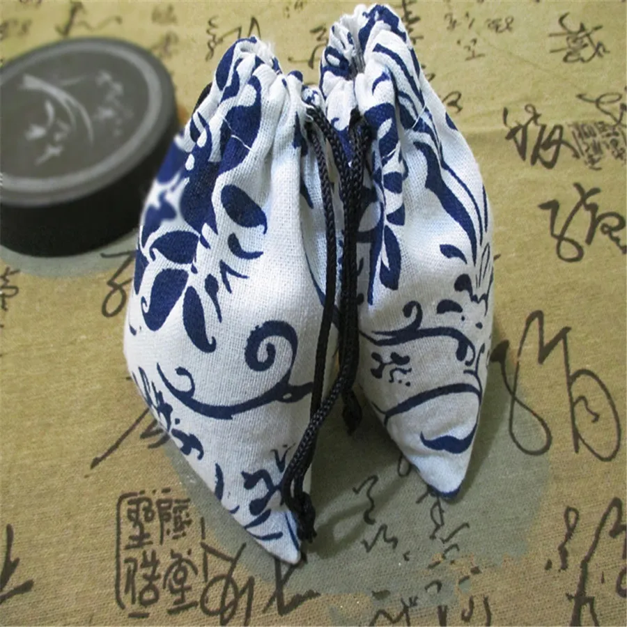 10*11 см синий и белый фарфор подарочные льняные сумки Сумка на шнурке ювелирные