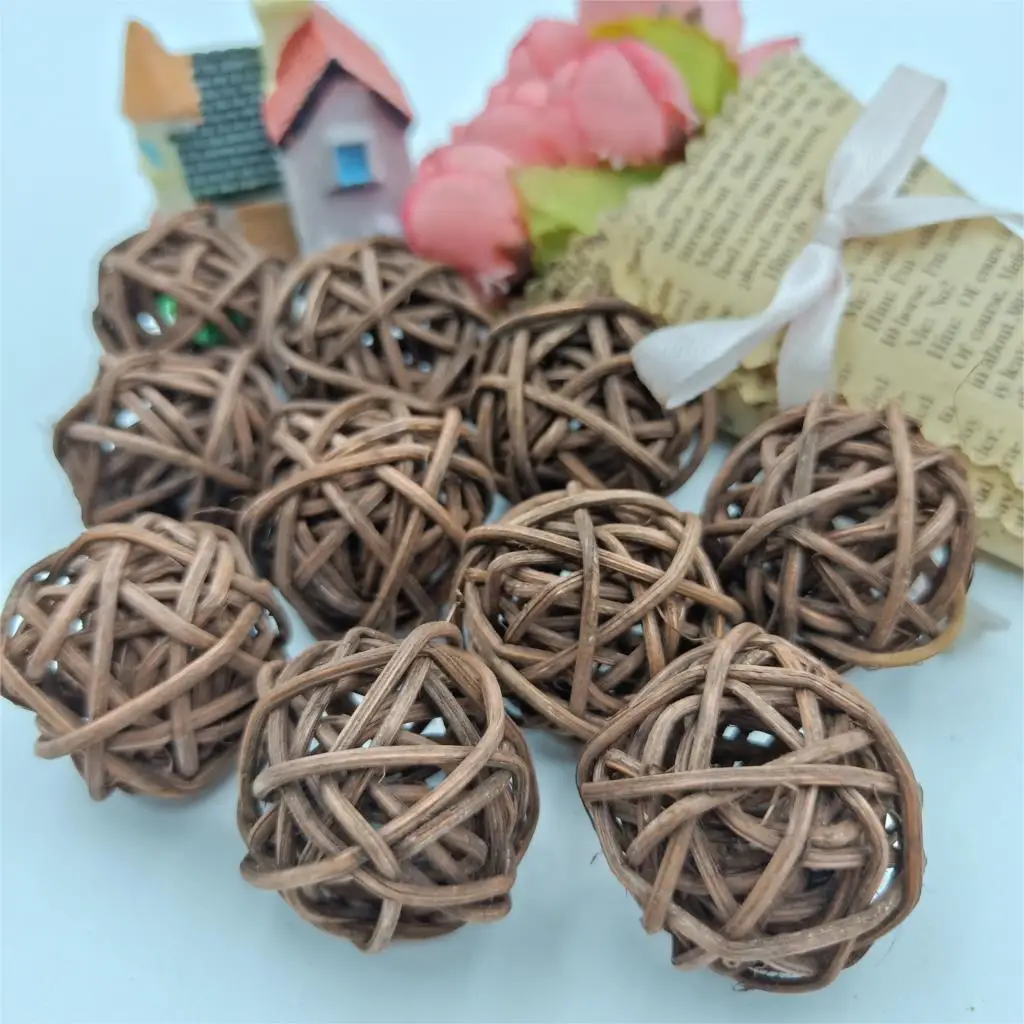 10 шт. 3 см коричневые кофейные шарики из ротанга Sepak Takraw светодиодные гирлянды