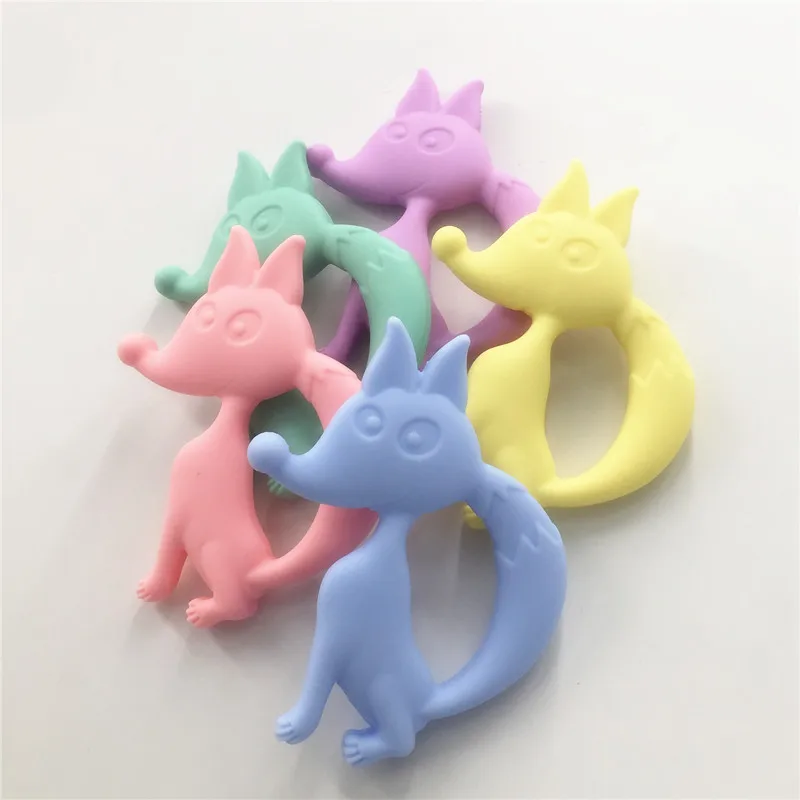 

Chenkai 10PCS BPA Free Silicone Fox Teether Baby Shower Pacifier Dummy Pendant Nursing DIY Animal Sensory Toy Candy Color
