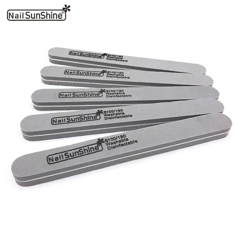 Grey 10 шт./лот Профессиональный Пилочки для ногтей 100/180 nail Art шлифовальные Полировочный, маникюрный набор инструментов для ногтей буфера губка для удаления пилка для ногтей - Цвет: Grey