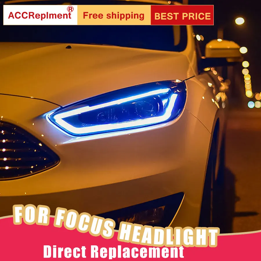 2 шт. светодиодный фары для Ford Focus 2015-2018 Автомобильные ангельские глазки комплект