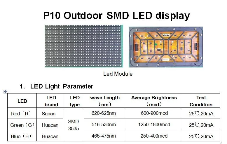 Открытый P10 rgb SMD(3in1) полноцветный светодиодный модуль; режим сканирования: 1/4; экрана единица доска, 32*16 пикселей, 320 мм* 160 мм