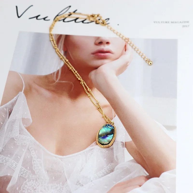 Модный кулон с шестигранной подвеской в виде ракушек золотистого металла