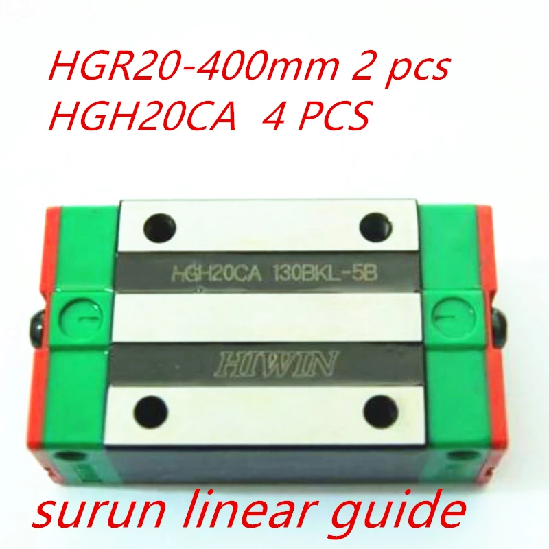 2 шт. 100% Оригинал HIWIN rail HGR20 400 мм линейная направляющая + 4 HGH20CA Carriage 3D части принтера