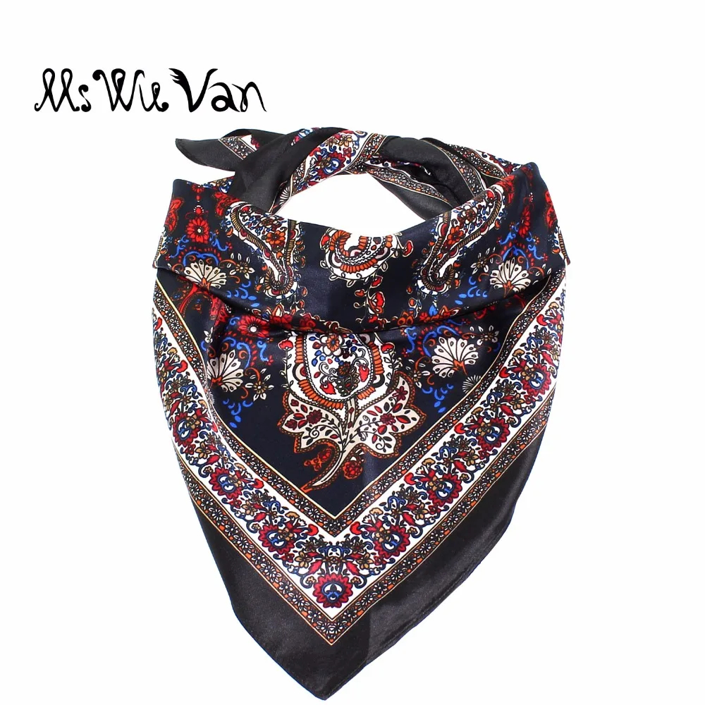 100 шт. Женский атласный квадратный шелковый шарф с цветочным принтом|square silk